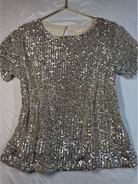 Crewcuts J.Crew Silver Sequin Short Sleeve Top Size 10 [COPY]